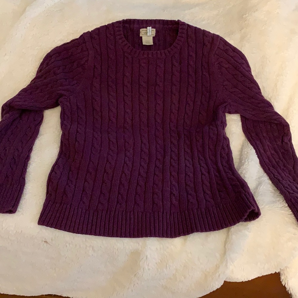 Purple LL Bean cable knit sweater. M